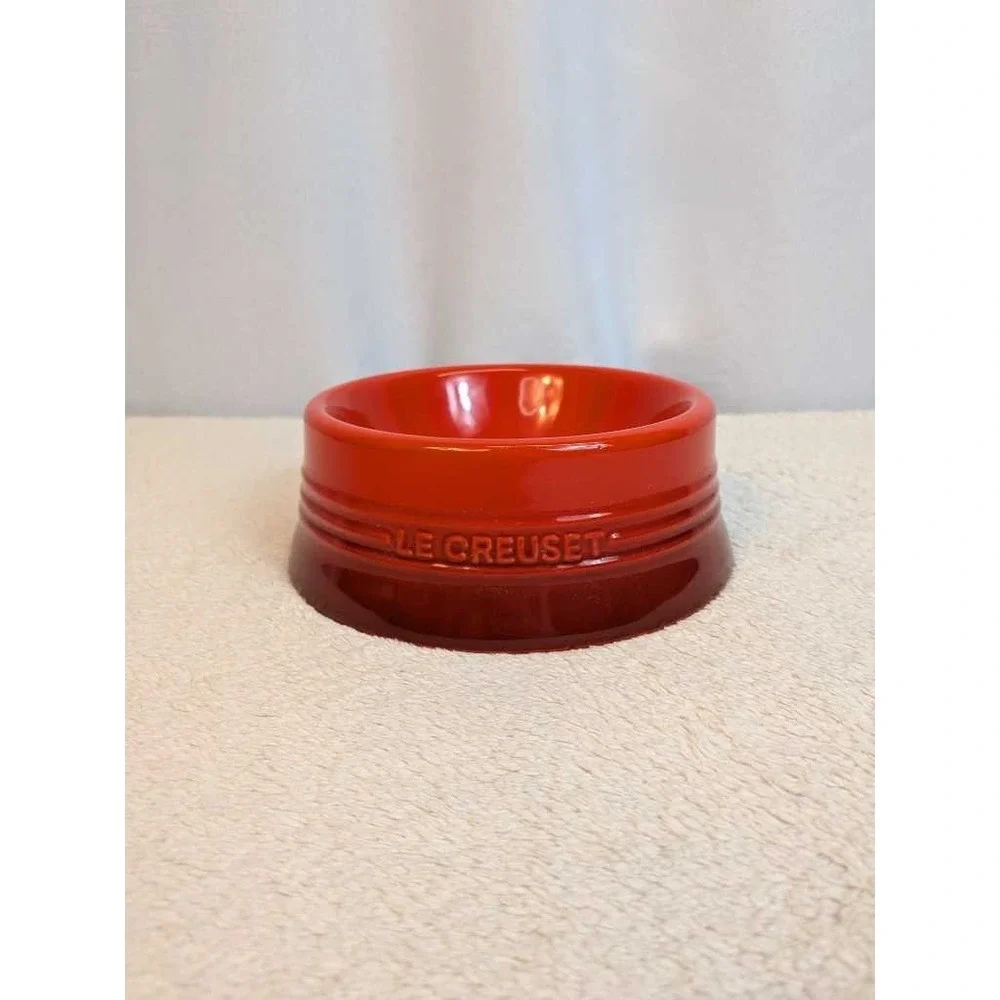Le Creuset Red‎ Ceramic Pet Bowl Dish Luxury Kitchenware Dishwasher Safe